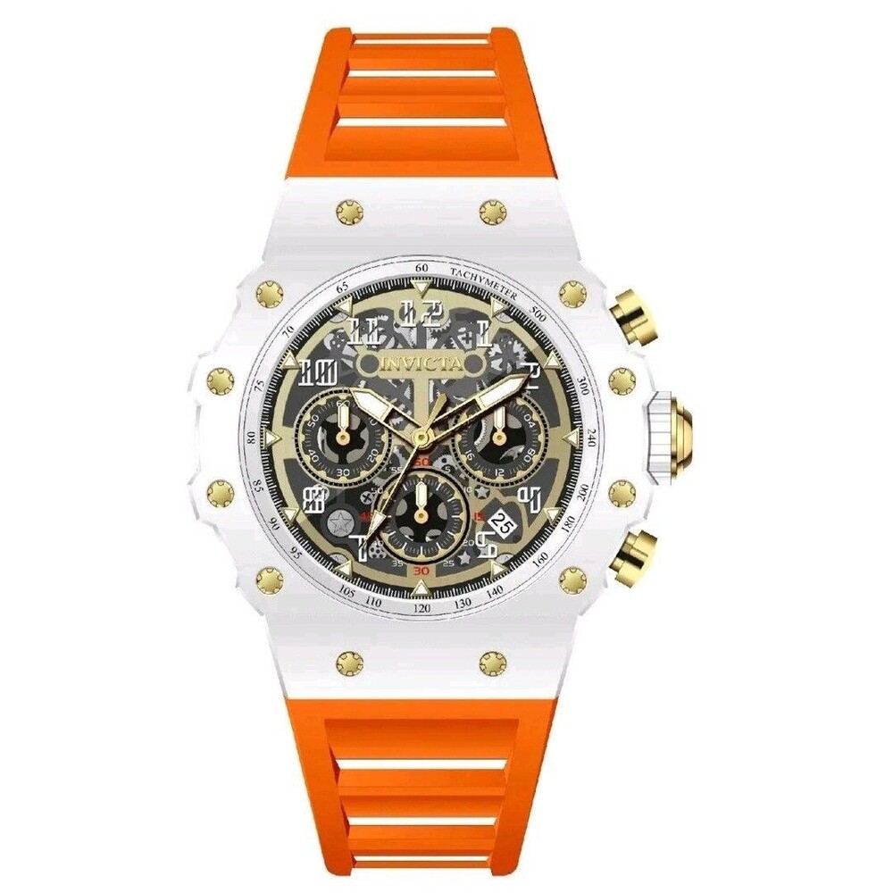 Invicta Racing Vaulthan Men's Watch 44mm White Orange 69651 Band New